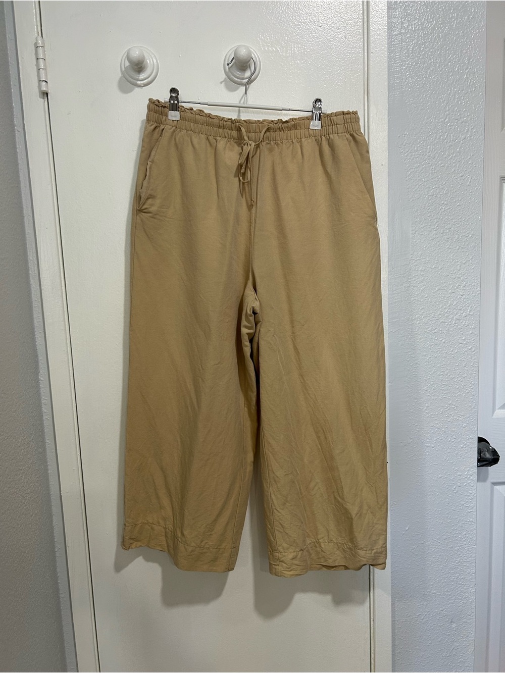 H&M Wide-Leg Drawstring Pants in Tan